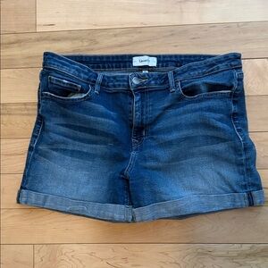 Level 99 Dark Blue Rolled Hem Denim Shorts